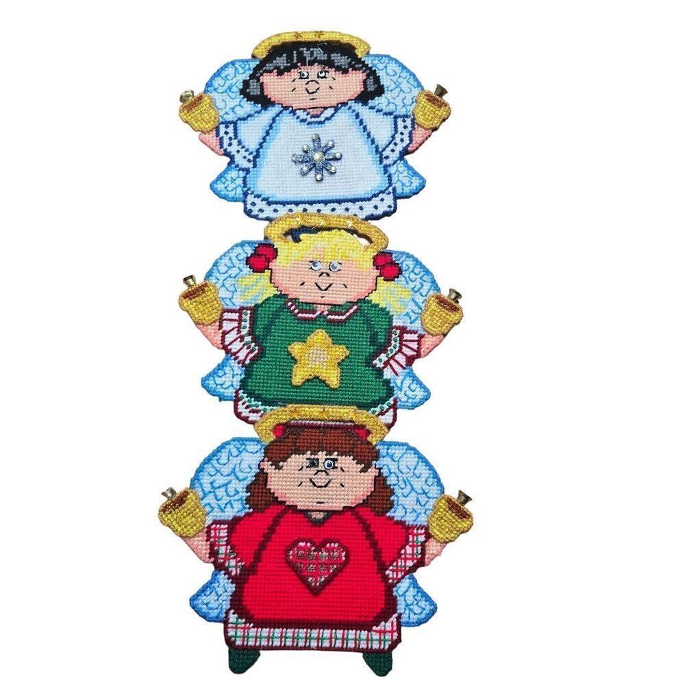 Design Works Coated Plastic Angel Trio Christmas Wall Hanging Completed